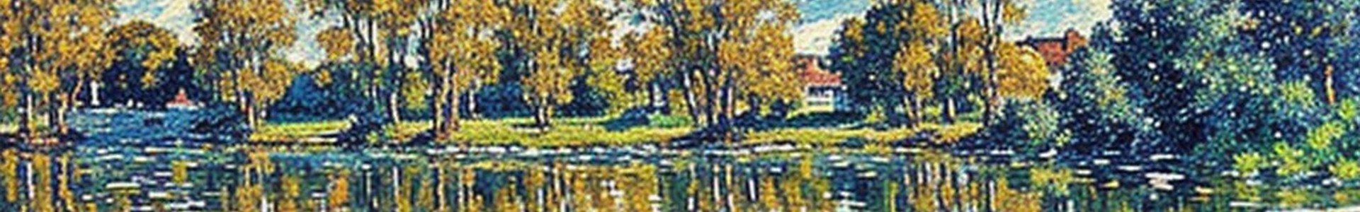 Bandeau impressionniste : berges du Loing, saules et reflets